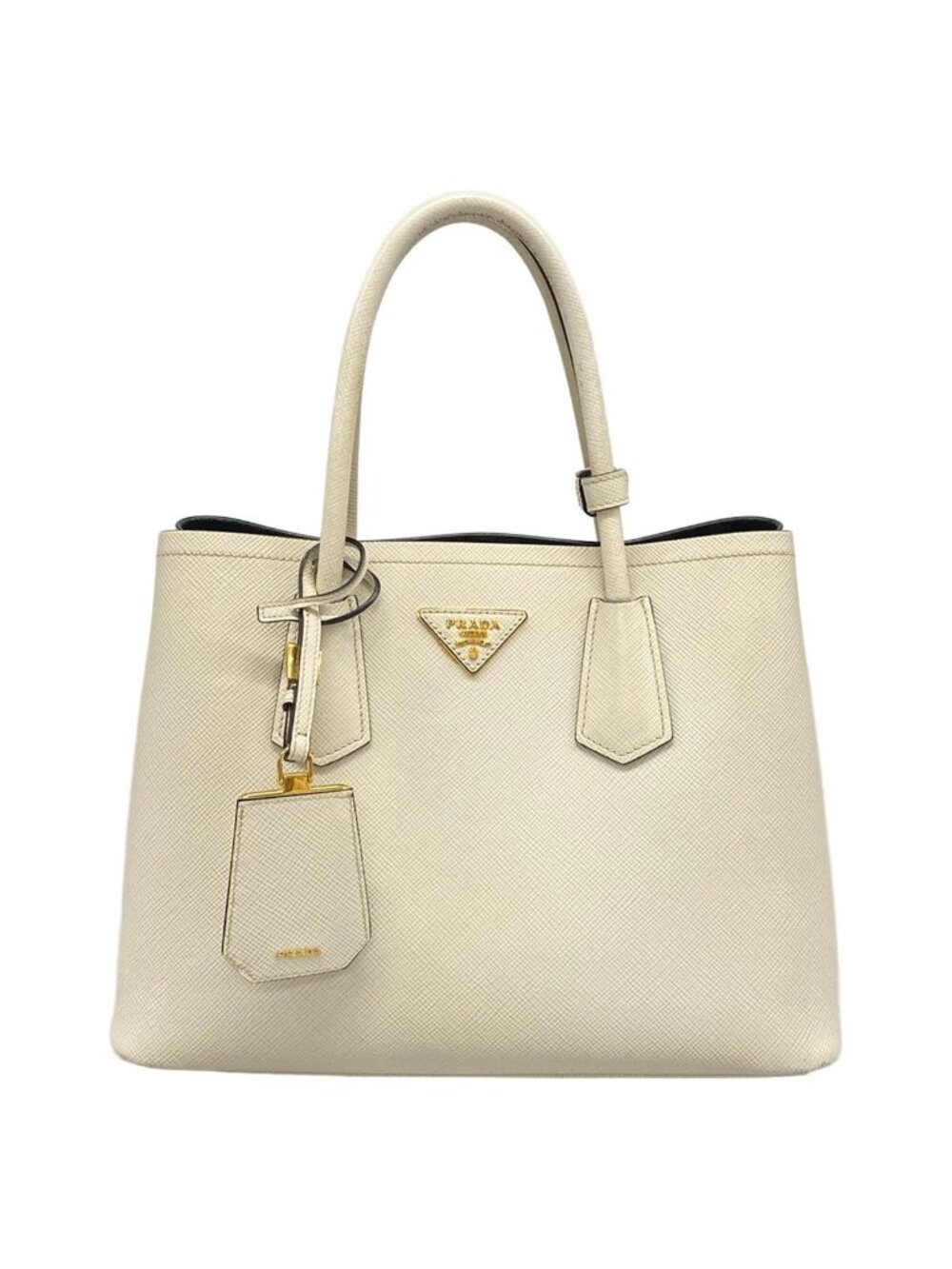 Prada Handbag Double Small Bag Ivory Leather